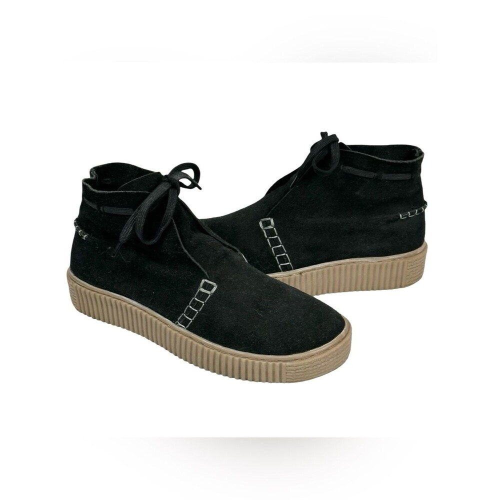 Free People Black Suede Leather Boho Chukka Sneaker Booties Women’s Size 39